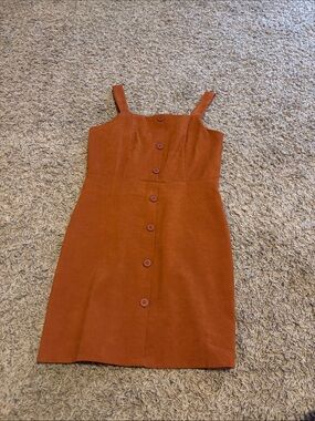 SHEIN Rust Brown Button-Front Mini Dress
